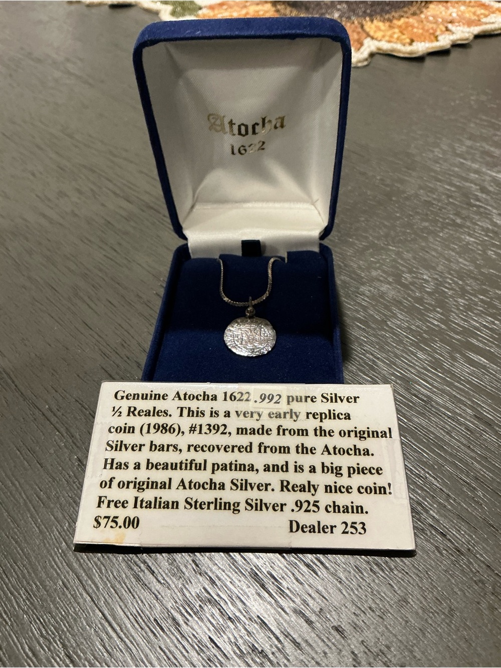 Atocha Shipwreck Replica Silver Coin Pendant Necklace - Silver